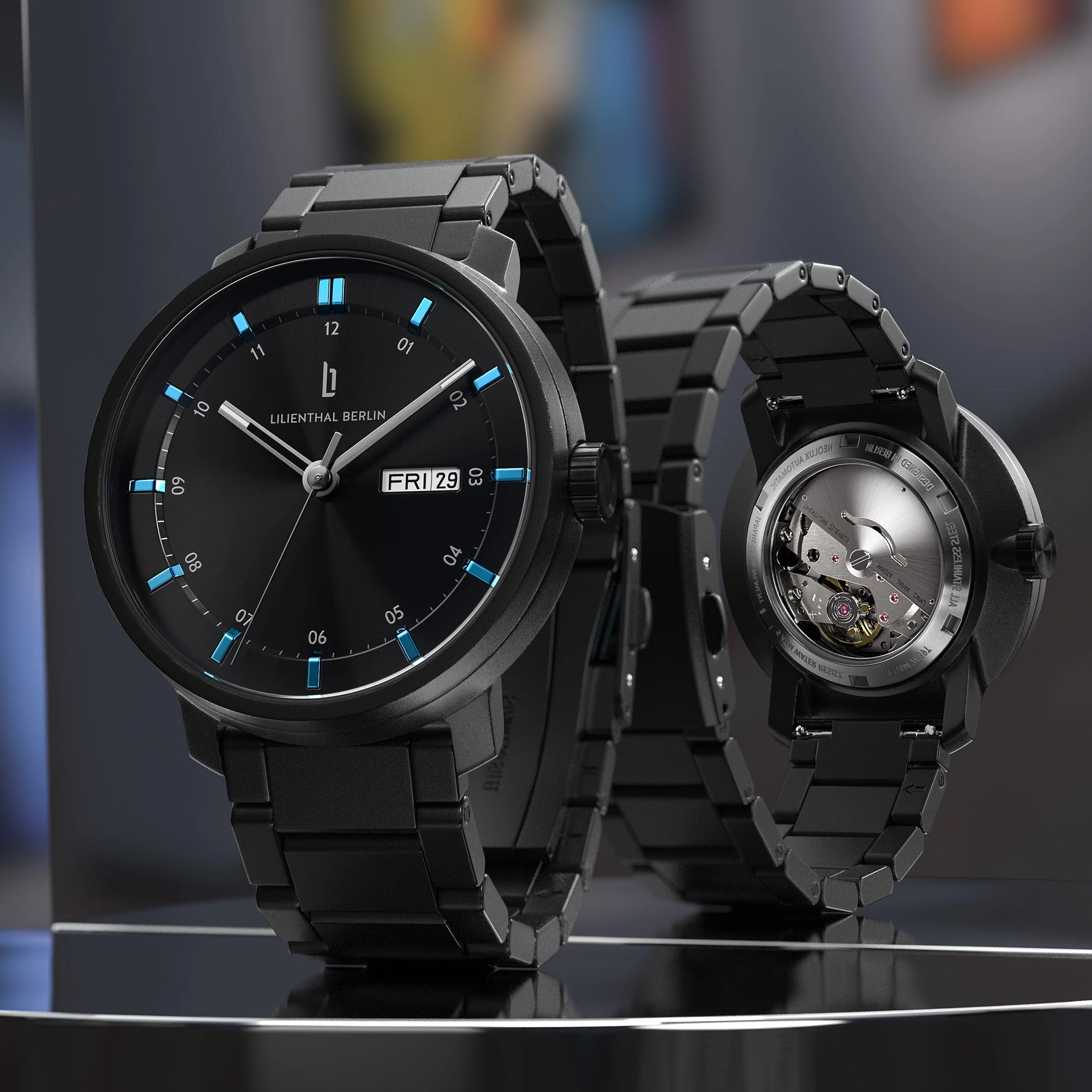 Neolux Day Date – Black Blue - Image 3
