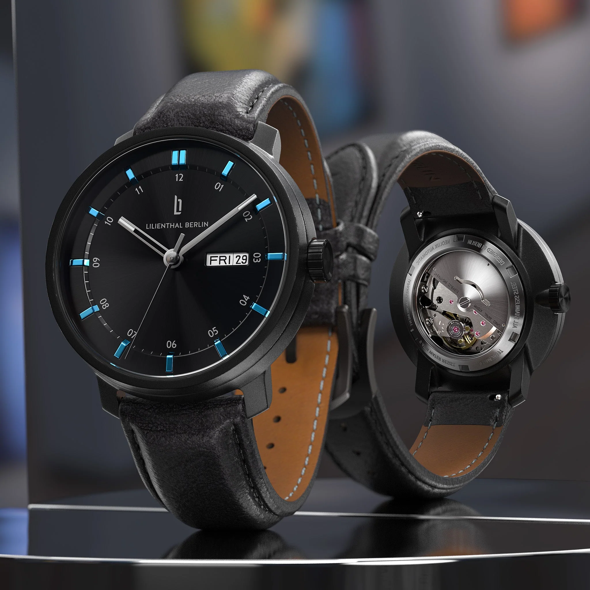 Neolux Day Date – Black Blue - Image 3